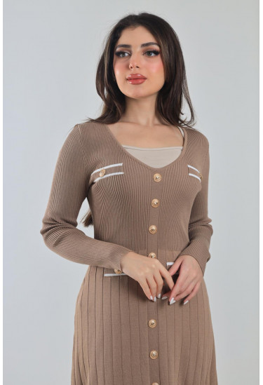 فستان ميدي من الصوف المدرج 