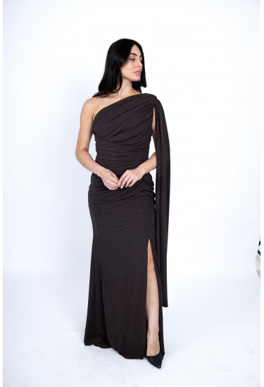 فستان سهرة لامع بكتف واحد