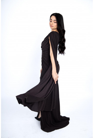 فستان سهرة لامع بكتف واحد