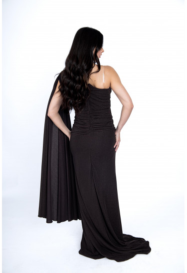 فستان سهرة لامع بكتف واحد