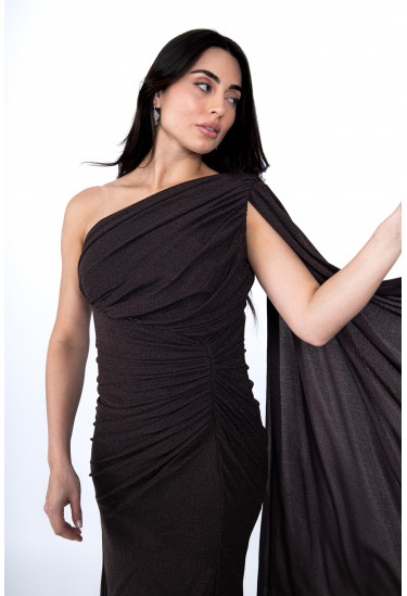 فستان سهرة لامع بكتف واحد