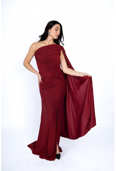 فستان سهرة لامع بكتف واحد