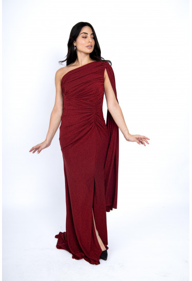 فستان سهرة لامع بكتف واحد