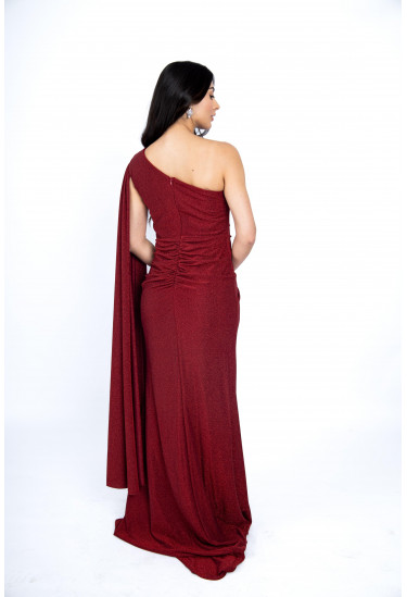 فستان سهرة لامع بكتف واحد