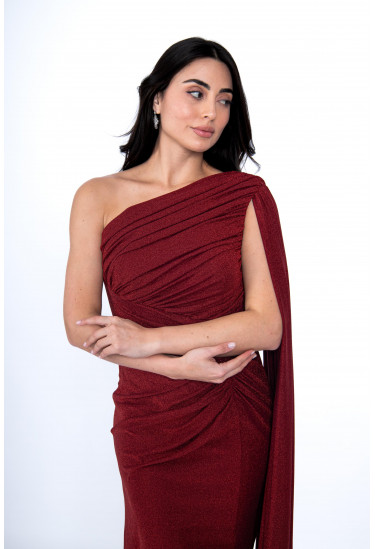 فستان سهرة لامع بكتف واحد