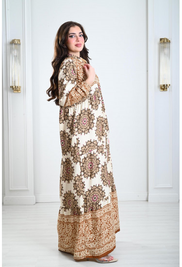 جلابيات نسائية بياقة عالية منقوشة