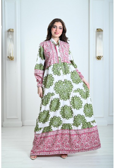 جلابيات نسائية بياقة عالية منقوشة