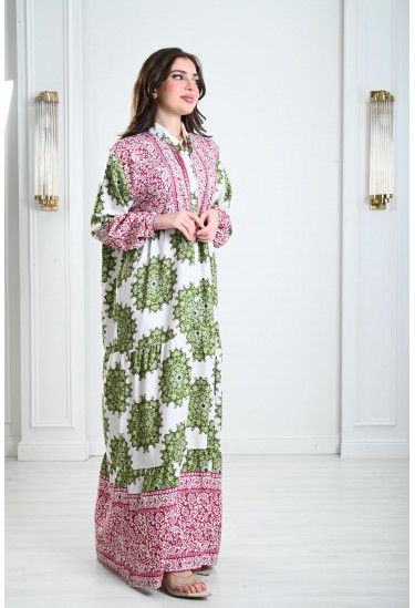 جلابيات نسائية بياقة عالية منقوشة