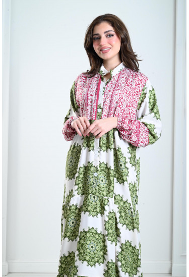 جلابيات نسائية بياقة عالية منقوشة