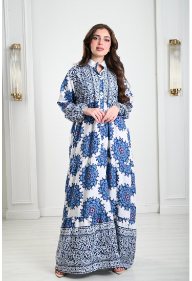 جلابيات نسائية بياقة عالية منقوشة