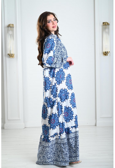 جلابيات نسائية بياقة عالية منقوشة