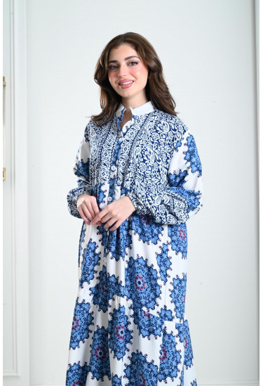 جلابيات نسائية بياقة عالية منقوشة