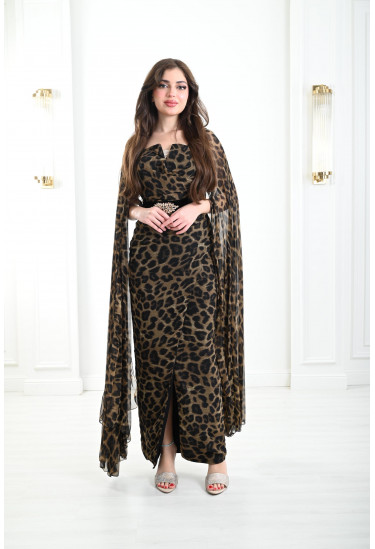 فستان شيفون بنقوشات الفهد 