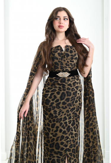 فستان شيفون بنقوشات الفهد 