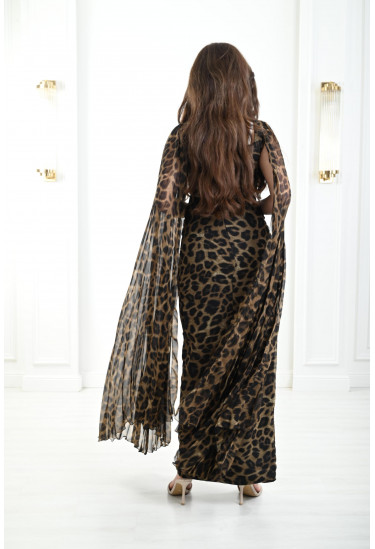 فستان شيفون بنقوشات الفهد 