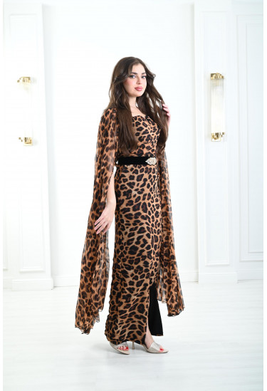 فستان شيفون بنقوشات الفهد 