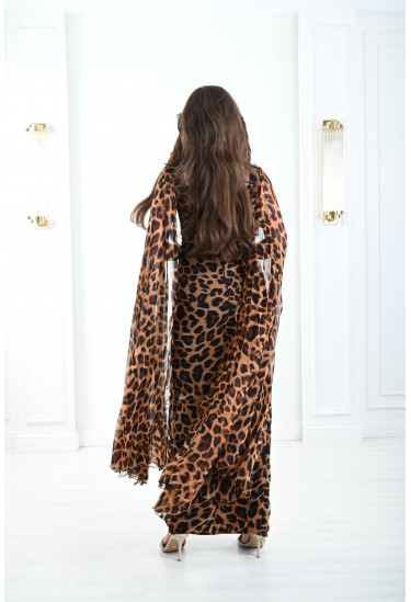 فستان شيفون بنقوشات الفهد 