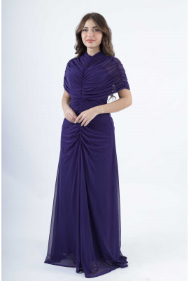 فستان سهرة طويل مزموم 