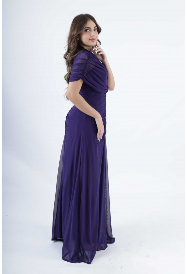 فستان سهرة طويل مزموم 