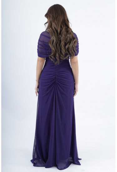 فستان سهرة طويل مزموم 