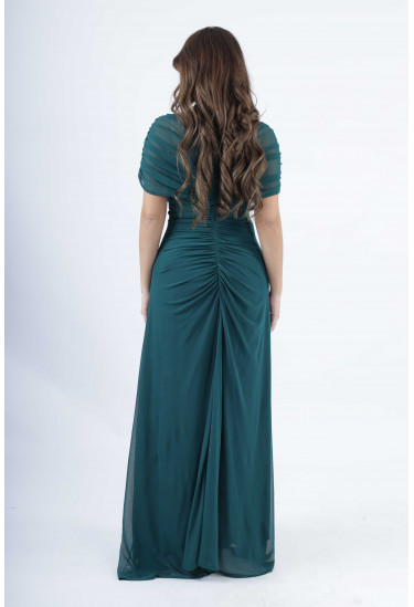 فستان سهرة طويل مزموم 