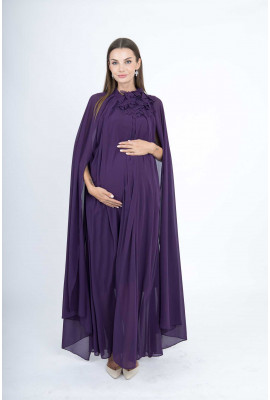 فستان سهرة حوامل طويل بكاب شيفون أنيق