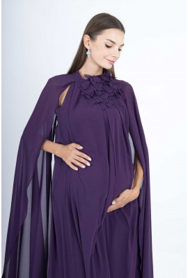 فستان سهرة حوامل طويل بكاب شيفون أنيق