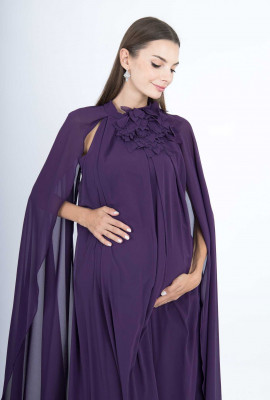 فستان سهرة حوامل طويل بكاب شيفون أنيق