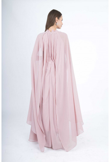 فستان سهرة حوامل طويل بكاب شيفون أنيق