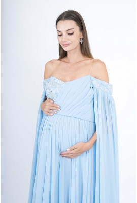 فستان سهرة ناعم بكاب طويل