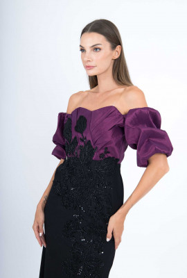 فستان سهرة أنيق اوف شولدر بتصميم مميز فستان سهرة أنيق اوف شولدر بتصميم مميز