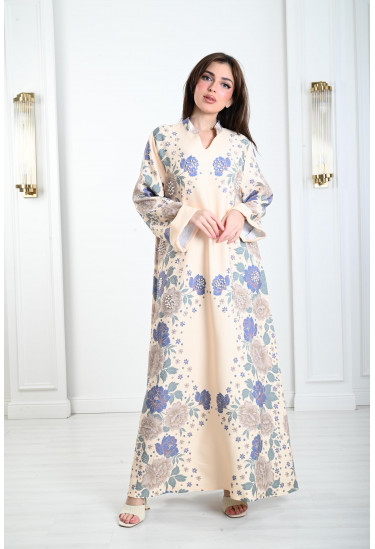 جلابية منقوشة بزهور كبيرة جلابية منقوشة بزهور كبيرة