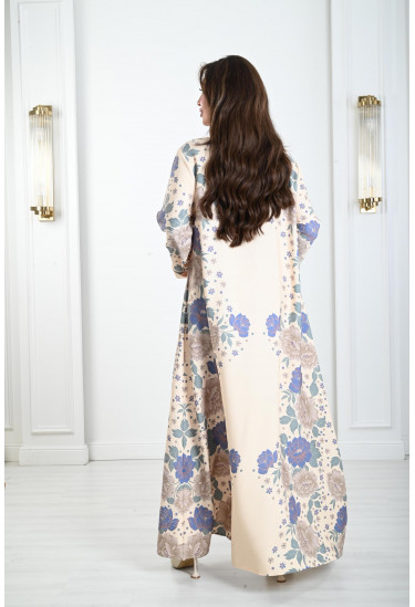 جلابية منقوشة بزهور كبيرة جلابية منقوشة بزهور كبيرة