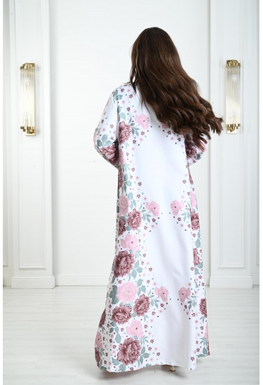 جلابية منقوشة بزهور كبيرة جلابية منقوشة بزهور كبيرة