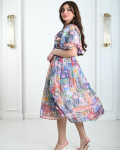 فستان ميدي بنقوشات متنوعة فستان ميدي بنقوشات متنوعة