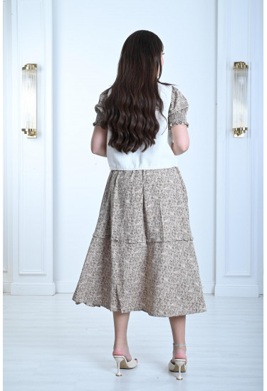 فستان ميدي منقوش بجاكت قصير