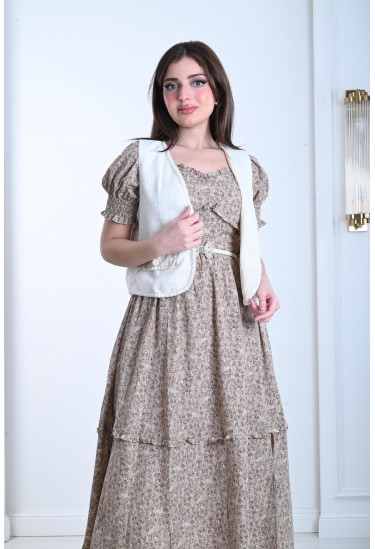 فستان ميدي منقوش بجاكت قصير