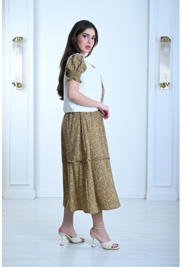 فستان ميدي منقوش بجاكت قصير