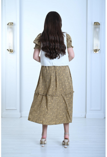 فستان ميدي منقوش بجاكت قصير