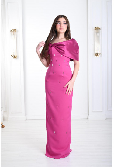 فستان سهرة بكتف منسدل فستان سهرة بكتف منسدل