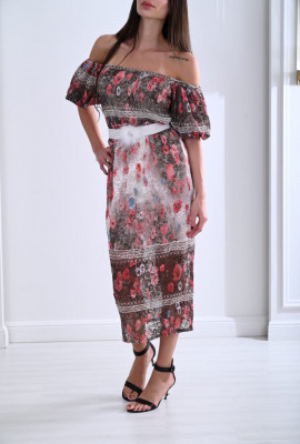 فستان أوف شولدر بطباعات زهرية أنيقة