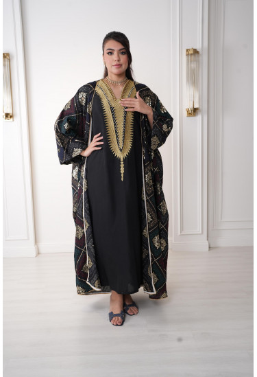 جلابية نسائية ملكية بالتطريز الذهبي جلابية نسائية ملكية بالتطريز الذهبي