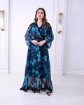فستان نسائي طويل بطباعات مموجة 