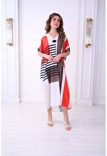 جلابية ميدي بطباعات ملونة