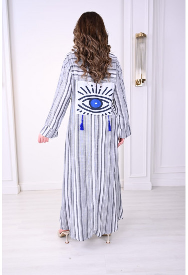 جلابية مخططة بتصميم عصري مع زخرفة