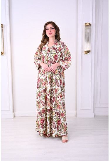 جلابية صيفية مزهرة بنقوش زهرية أنيقة