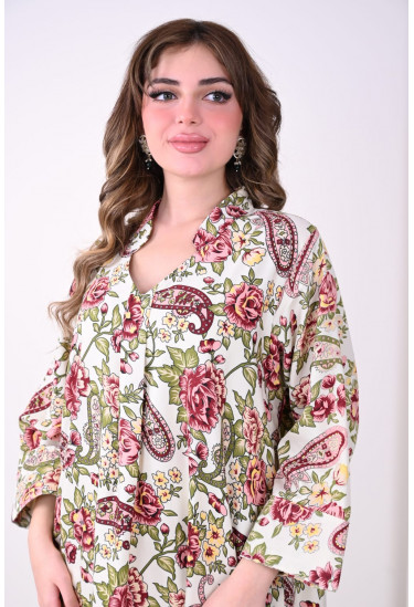 جلابية صيفية مزهرة بنقوش زهرية أنيقة