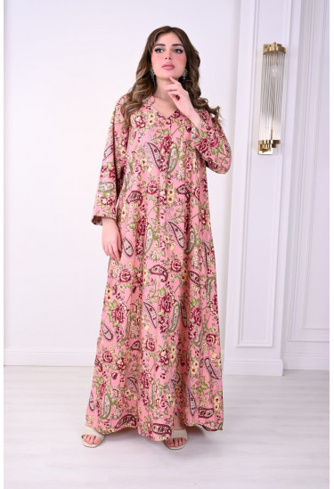 جلابية صيفية مزهرة بنقوش زهرية أنيقة
