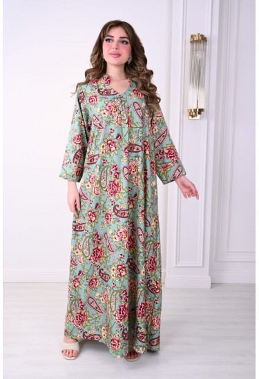 جلابية صيفية مزهرة بنقوش زهرية أنيقة