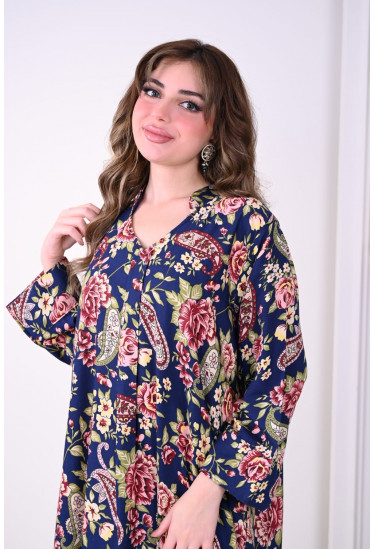 جلابية صيفية مزهرة بنقوش زهرية أنيقة